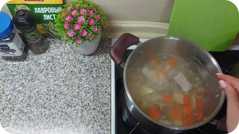 Приготовление супа из минтая