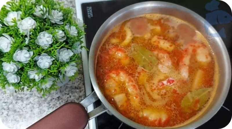 Мисо-суп с треской и креветками
