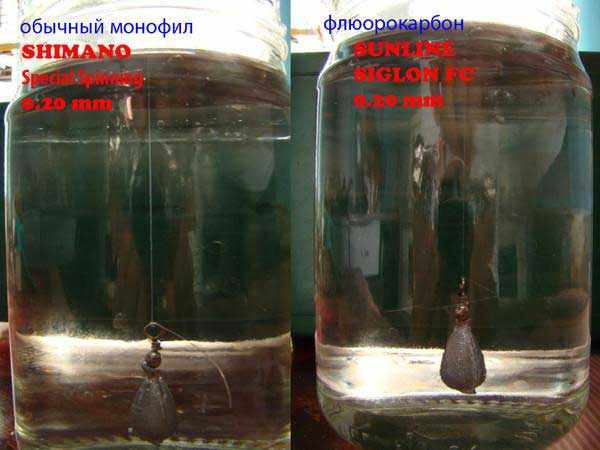 Сравнение флюрокарбоновой лески и монофильной